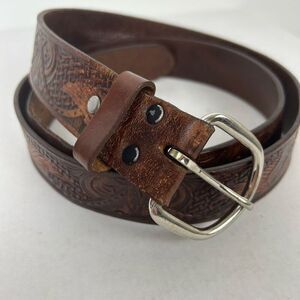 Vintage Tooled Genuine Top Grain Leather Belt Eagle Sz 44 Western cowboy